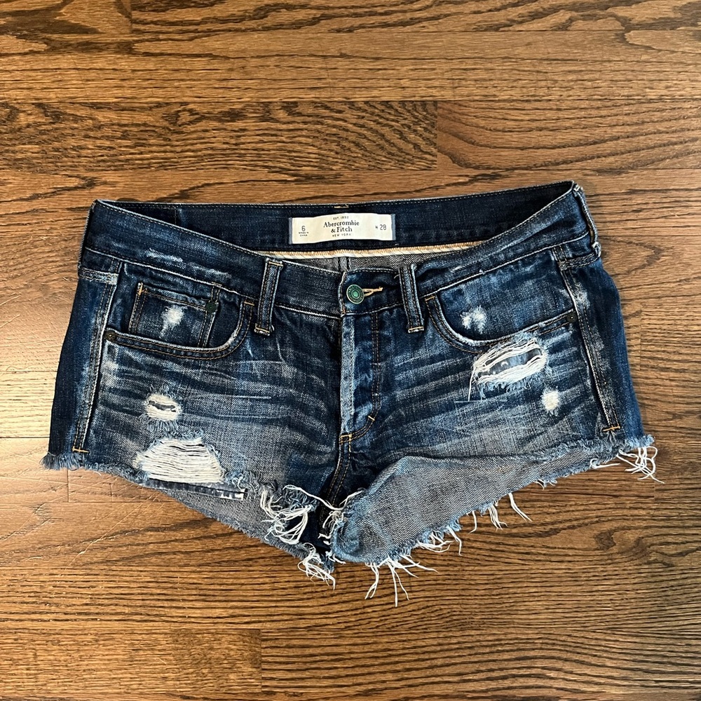 Abercrombie & Fitch Blue Jean Shorts Distressed Cut-Off